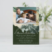Invitation Photo de fête d'anniversaire Floral Gold Green enc (Debout devant)