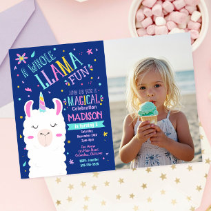 Invitation Photo de fête d'anniversaire magique de licorne la