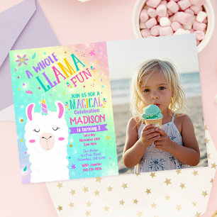 Invitation Photo de fête d'anniversaire magique de licorne la