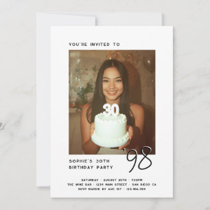 Invitation Photo de fête d'anniversaire Modern Vintage tout â