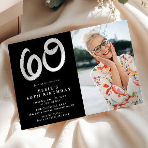 Invitation Photo de fête d'anniversaire moderne pour 60 ans