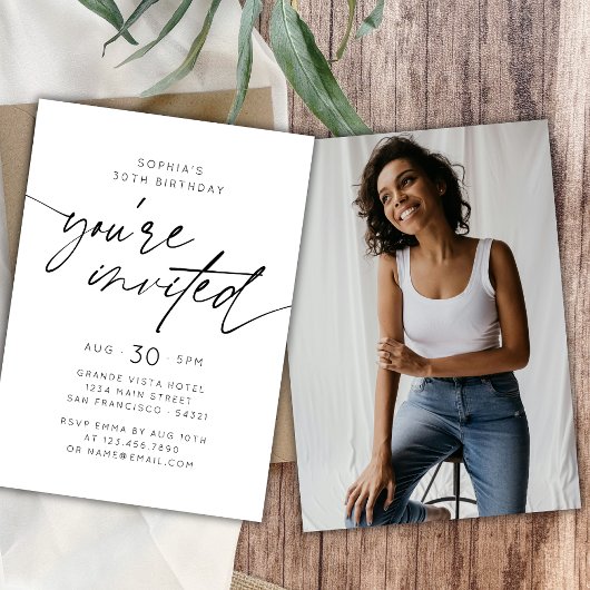 Invitation Photo de fête d'anniversaire moderne simple vous ê