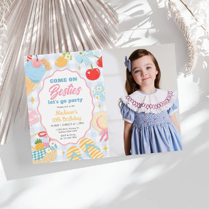 Invitation Photo de fête d'anniversaire pastel de fête à la p