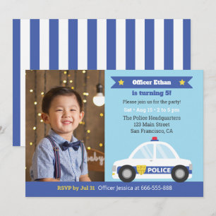 Invitation Photo de fête d'anniversaire pour garçons sur le t