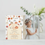 Invitation Photo de fête d'anniversaire rustique automnal pou (Debout devant)