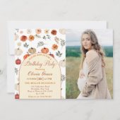 Invitation Photo de fête d'anniversaire rustique de citrouill (Devant)