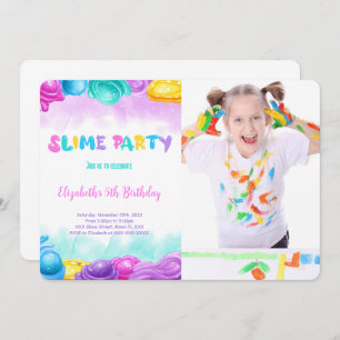 Invitation Photo de fête d'anniversaire slime modifiable