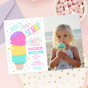 Invitation Photo de fête d'anniversaire sucré de glace