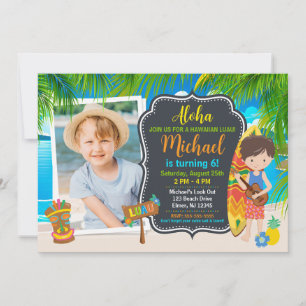 Invitation Photo de fête d'anniversaire tropical luau hawaïen