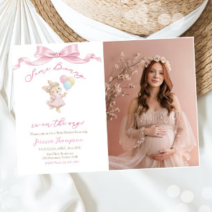 Invitation Photo de fête de Baby Shower rose pour une fille a