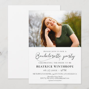Invitation Photo de fête de Bachelorette avec calligraphie él