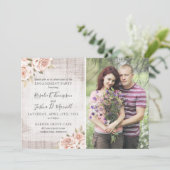 Invitation Photo de fête de fiançailles au bois rustique et a (Debout devant)