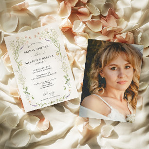 Invitation Photo de Fête de Fiançailles aux Fleurs Sauvages R