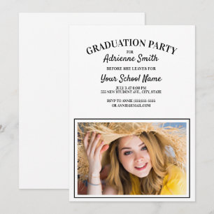 Invitation Photo de fête de fin d'études au collège blanc