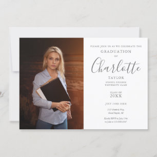 Invitation Photo de fête de fin d'études élégante de la promo