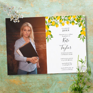 Invitation Photo de fête de fin d'études florale à la fleur d