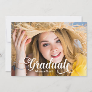 Invitation Photo de fête de fin d'études Navy Blue White Coll