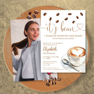 Invitation Photo de fête de fin d'études sur le thème du café