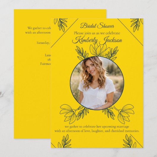 Invitation Photo de Fête de Mariage Élégance Dorée (Devant / Derrière)