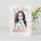 Invitation Photo de Fête de Mariage Moderne avec Feuille d'Or (Debout devant)