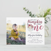 Invitation Photo de fête de premier anniversaire de citrouill (Debout devant)