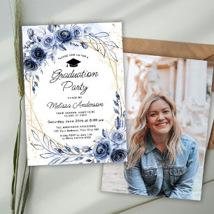 Invitation Photo de fête de remise de diplôme avec fleurs ble