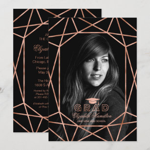 Invitation Photo de fête de remise de diplômes avec faux bijo
