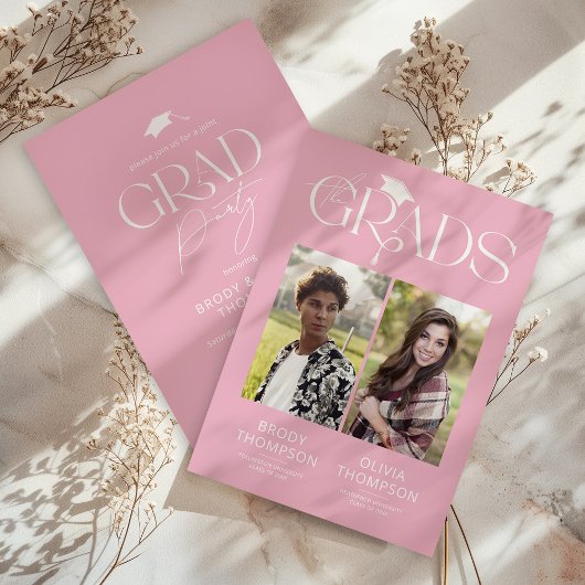 Invitation Photo de fête de remise de diplômes élégante rose