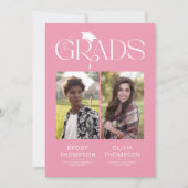 Invitation Photo de fête de remise de diplômes élégante rose (Devant)