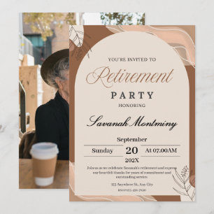 Invitation Photo de fête de retraite dans l'esthétique marron