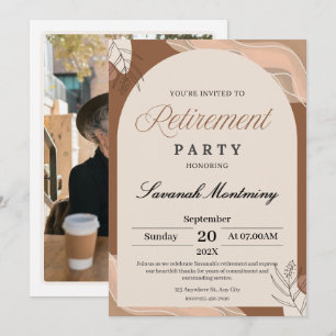Invitation Photo de fête de retraite dans l'esthétique marron
