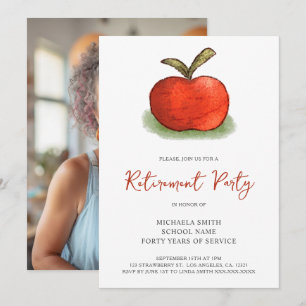 Invitation Photo de fête de retraite de la pomme de l'enseign