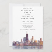 Invitation Photo de fête de retraite sur la skyline de Chicag (Devant)