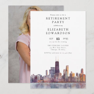 Invitation Photo de fête de retraite sur la skyline de Chicag