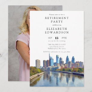 Invitation Photo de fête de retraite sur la skyline de Philad