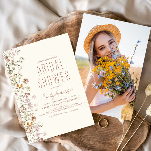 Invitation Photo de Fête des mariées de Fleur sauvage lunatiq