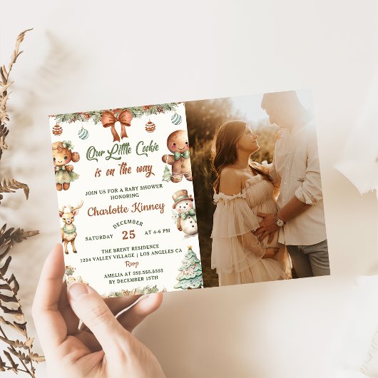 Invitation Photo de fête du Baby shower de Noël Cookies