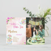 Invitation photo de fête du thé or et rose (Debout devant)