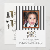 Invitation Photo de fête Halloween chic fantômes Trick or Tre (Devant / Derrière)