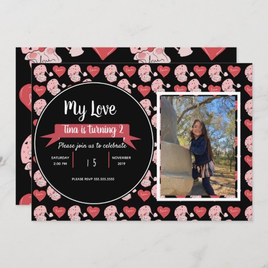 Invitation photo de fête pour enfants Gnome pour l (Devant / Derrière)