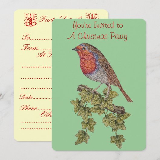 Invitation photo de feuilles de lierre et de robin animaux no (Devant / Derrière)