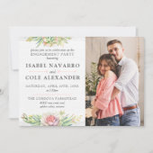 Invitation Photo de fiançailles aquarelle rustique avec succu (Devant)