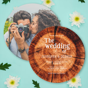 Invitation Photo de fiançailles de mariage en bois rustique c
