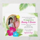 Invitation Photo de fiançailles élégante de Luau hawaïen (Devant / Derrière)