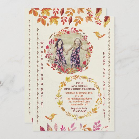 Invitation photo de fin d'automne (Devant / Derrière)