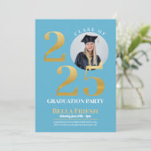 Invitation Photo de fin d'études 2025 Gold Blue (Debout devant)