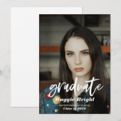 Invitation Photo de fin d'études avec écriture moderne (Devant / Derrière)