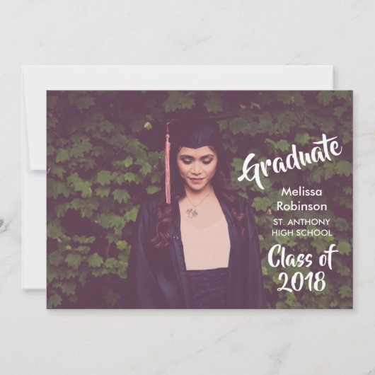 Invitation Photo de fin d'études avec Font Party tendance (Devant)