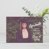 Invitation Photo de fin d'études avec Font Party tendance (Debout devant)