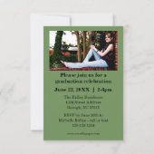 Invitation Photo de fin d'études | Bande verte 3x5 (Dos)